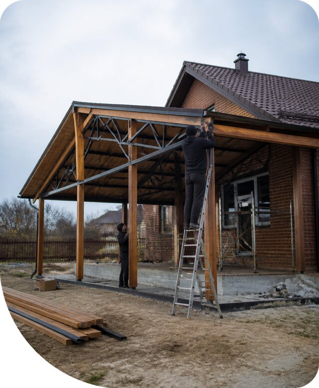 Пристройка навеса к дому и участку в Касимах под ключ